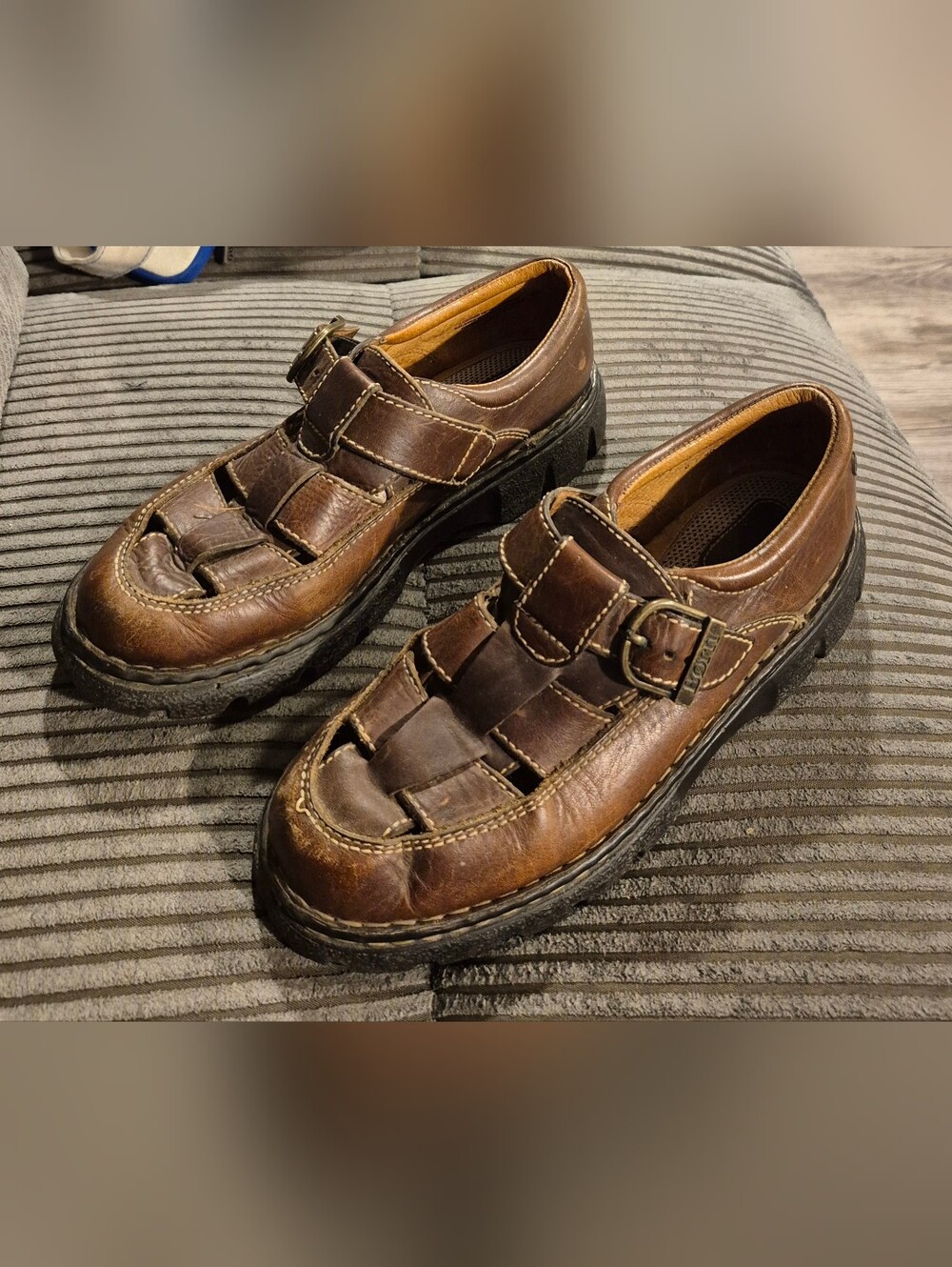 BORN Vintage 90s Chunky Brown Leather Slip-on Loafers Size 9
